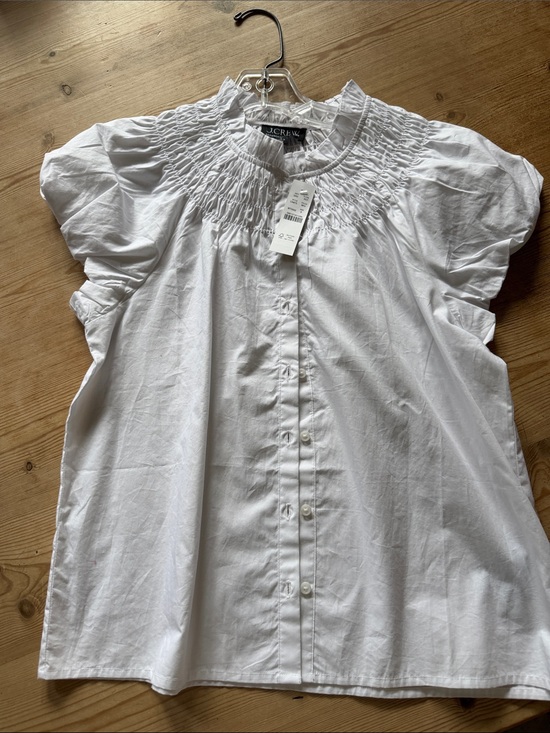 J. Crew Tops - J. Crew White Smocked Yoke Button-Front Blouse NWT
